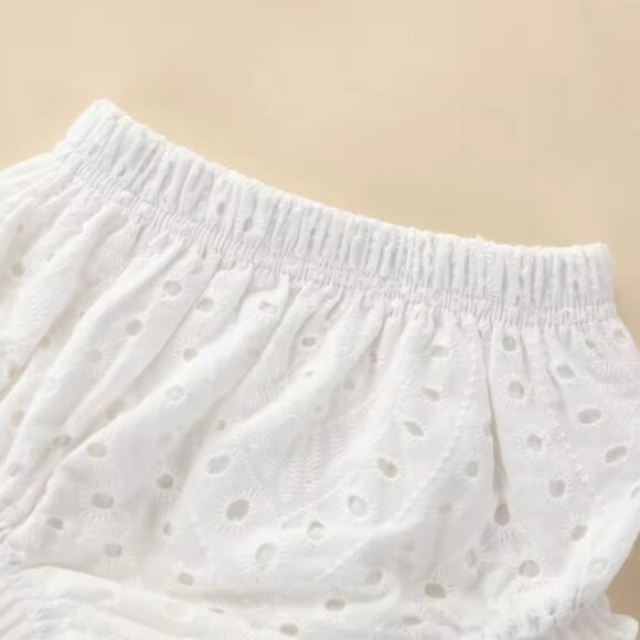 Set of long-sleeved dress and matching bloomers baby outfit in white - Picture 5 of 6